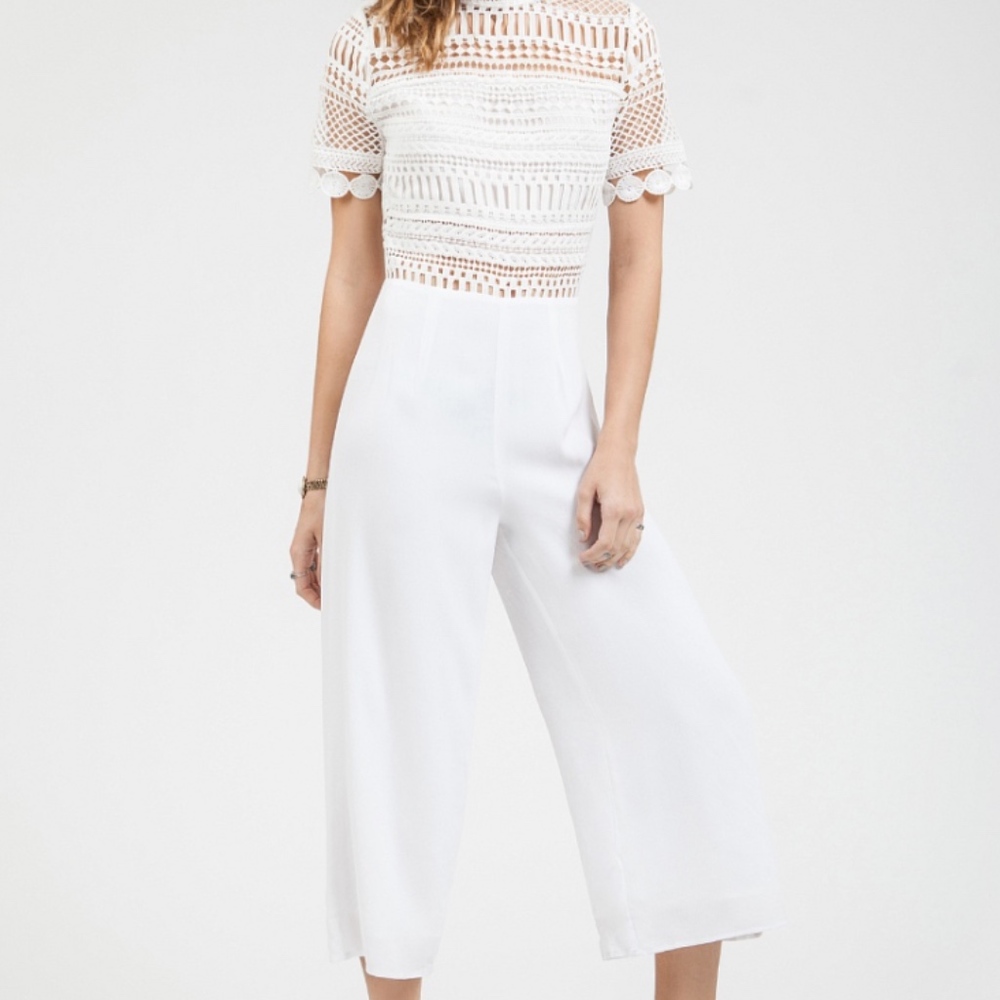 BLU PEPPER WHITE CROCHET JUMPSUIT